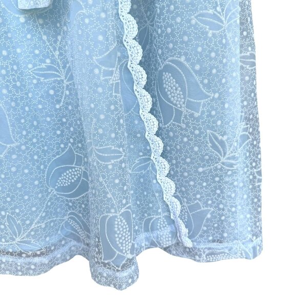 Vtg B. Cohen Floral Tulip Sky Blue Robe Peignoir Sheer Size Small 50’s 60’s - Picture 4 of 16